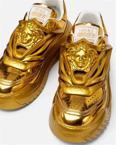 versace piped gold sneakers|versace sneakers men's.